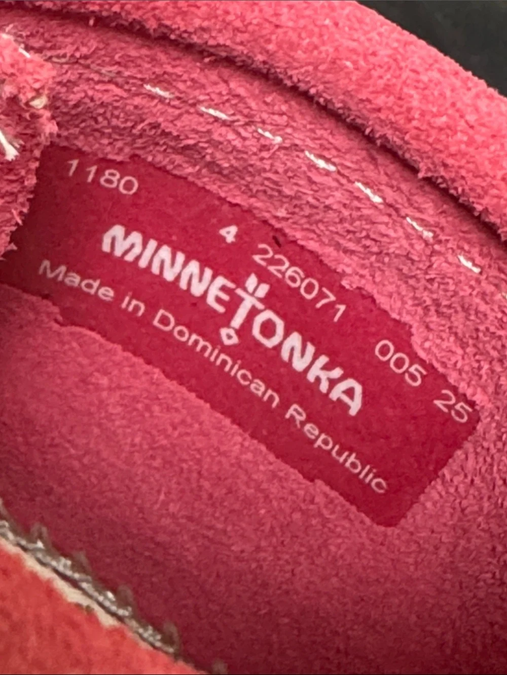 Minnetonka Kids Suede Fringe Moccasins - Pink